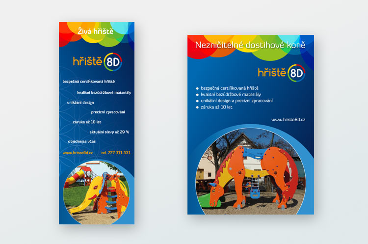 design reklamních materiálů pro firmu HŘIŠTĚ 8D