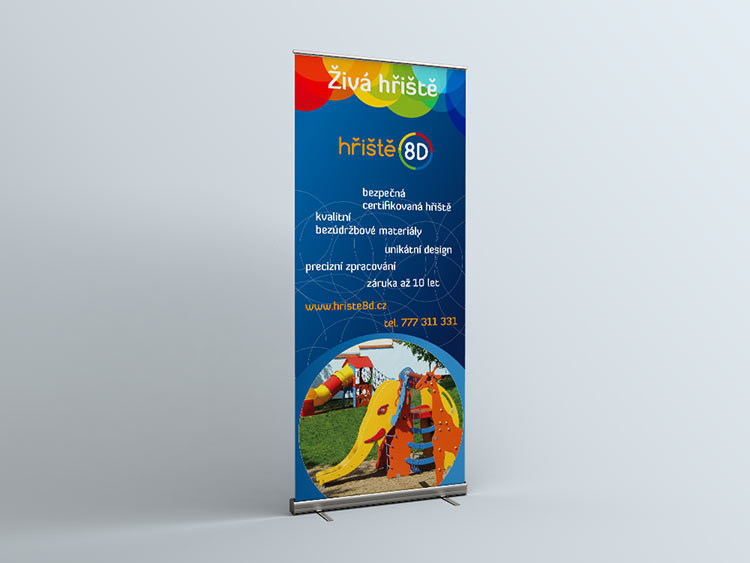 design reklamních materiálů pro firmu HŘIŠTĚ 8D